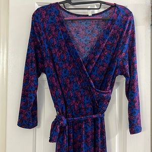 Large Pinkblush Black Multi Maternity Maxi Faux  Wrap Dress